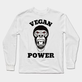 Vegan Power Workout, Gorilla Head Long Sleeve T-Shirt